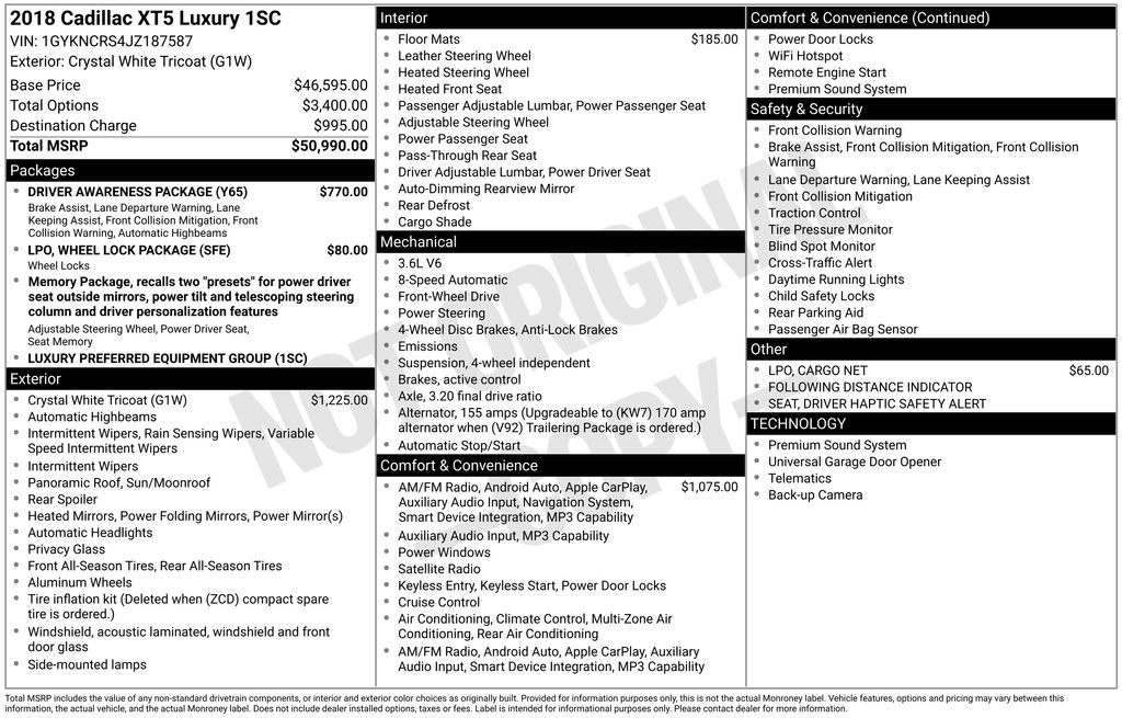 Used 2018 Cadillac XT5 Luxury w/ Driver Awareness Package image 29