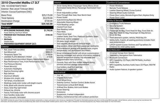 Used 2010 Chevrolet Malibu LT w/ HFV6 Engine Package FWD image 37