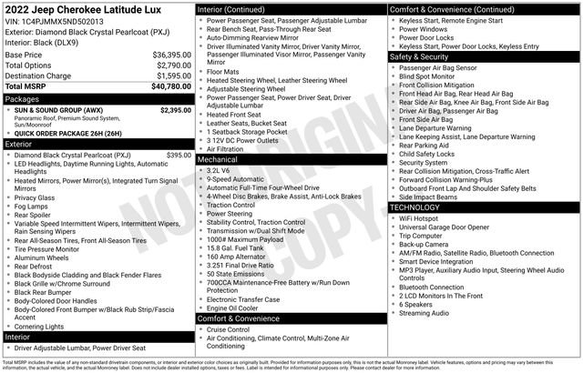 Used 2022 Jeep Cherokee Latitude Lux w/ Sun & Sound Group AWD/4WD image 12