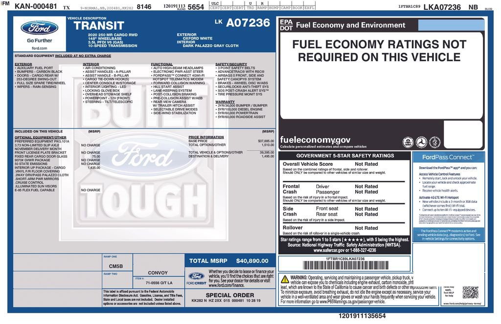Used 2020 Ford Transit 250 Medium Roof w/ Interior Upgrade Package image 5