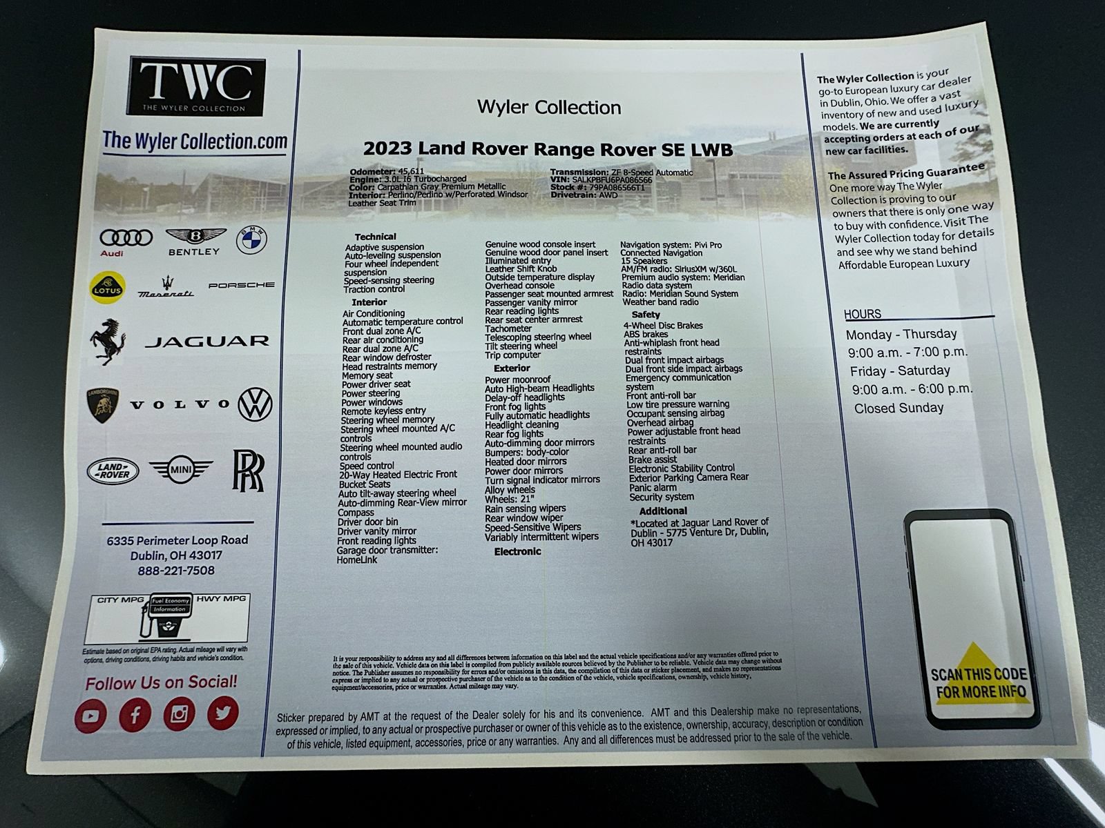Used 2023 Land Rover Range Rover Long Wheelbase SE AWD/4WD image 9