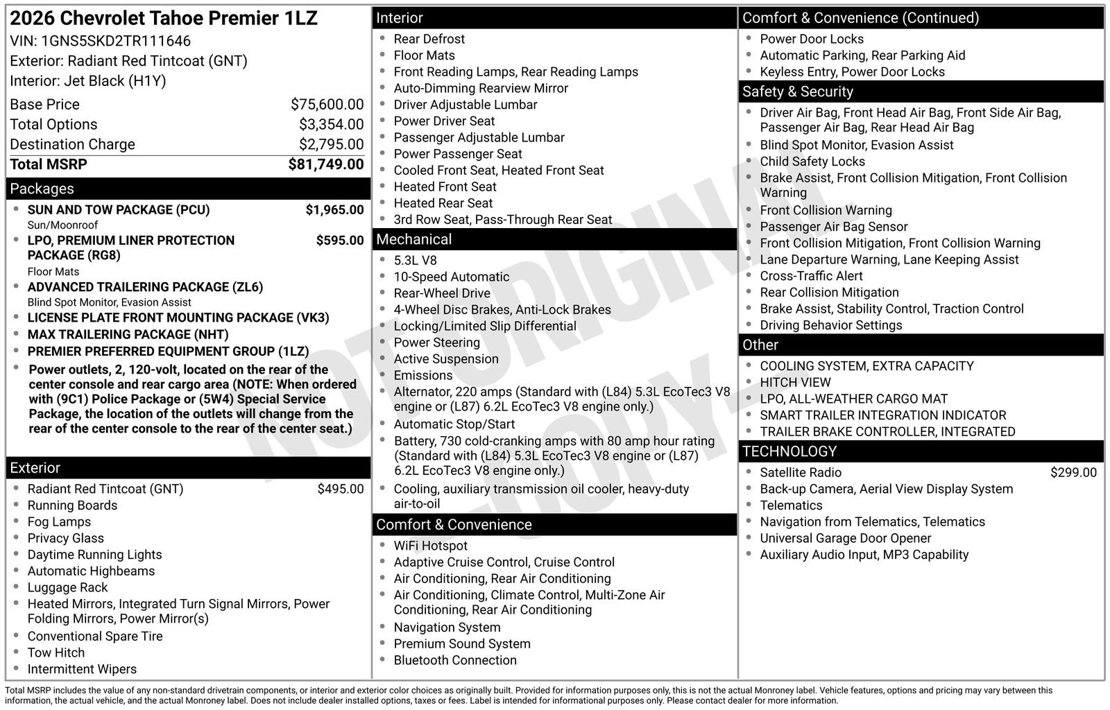 Used 2026 Chevrolet Tahoe Premier w/ Sun And Tow Package RWD image 39