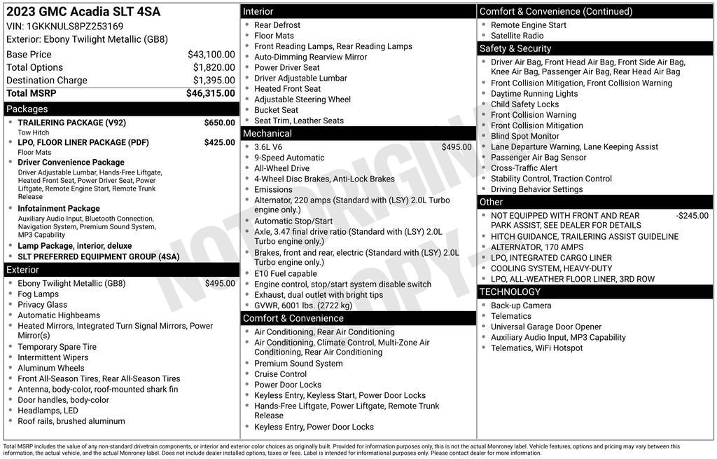 Certified 2023 GMC Acadia SLT w/ Trailering Package AWD/4WD image 43