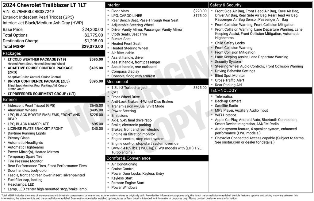 Certified 2024 Chevrolet TrailBlazer LT w/ LT Cold Weather Package FWD image 30