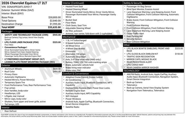 New 2026 Chevrolet Equinox LT w/ Safety and Technology Package AWD/4WD image 6