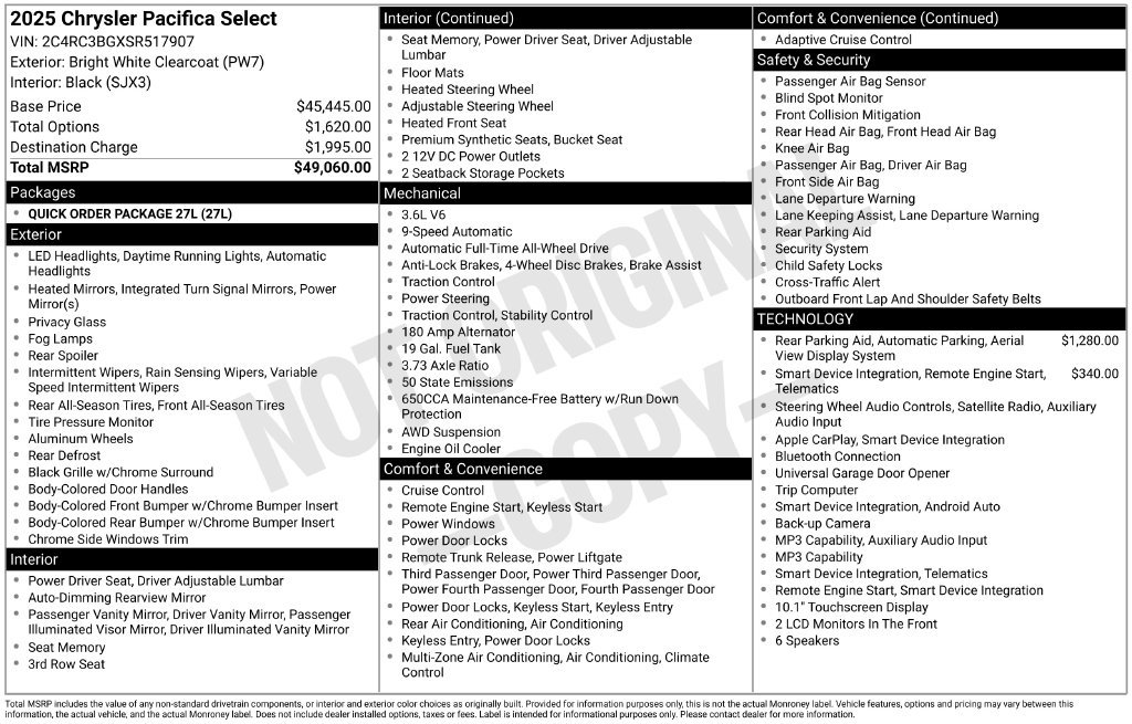 Certified 2025 Chrysler Pacifica Select AWD/4WD image 41