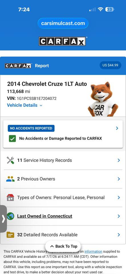 Used 2014 Chevrolet Cruze LT w/ Technology Package FWD image 12