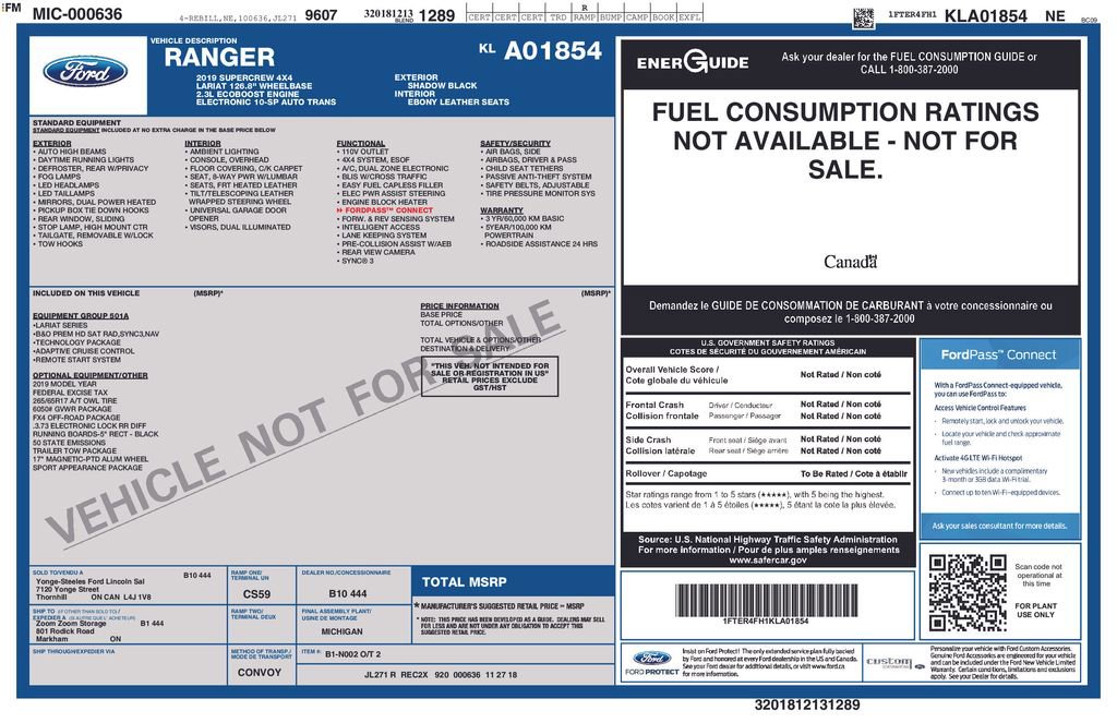 Used 2019 Ford Ranger Lariat w/ Equipment Group 501A Mid image 22