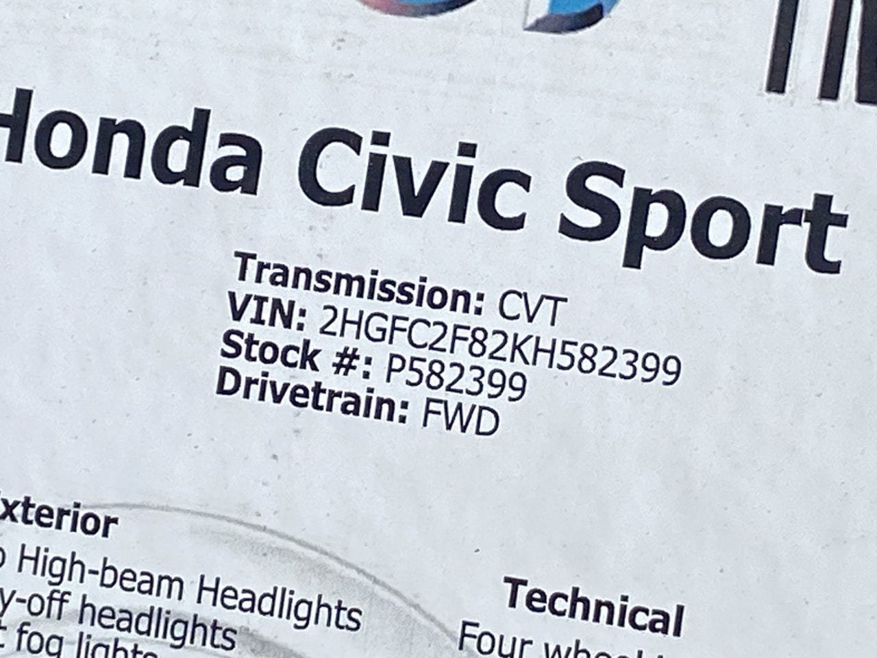 Used 2019 Honda Civic Sport image 36