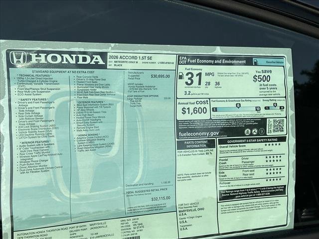 New 2026 Honda Accord SE image 24
