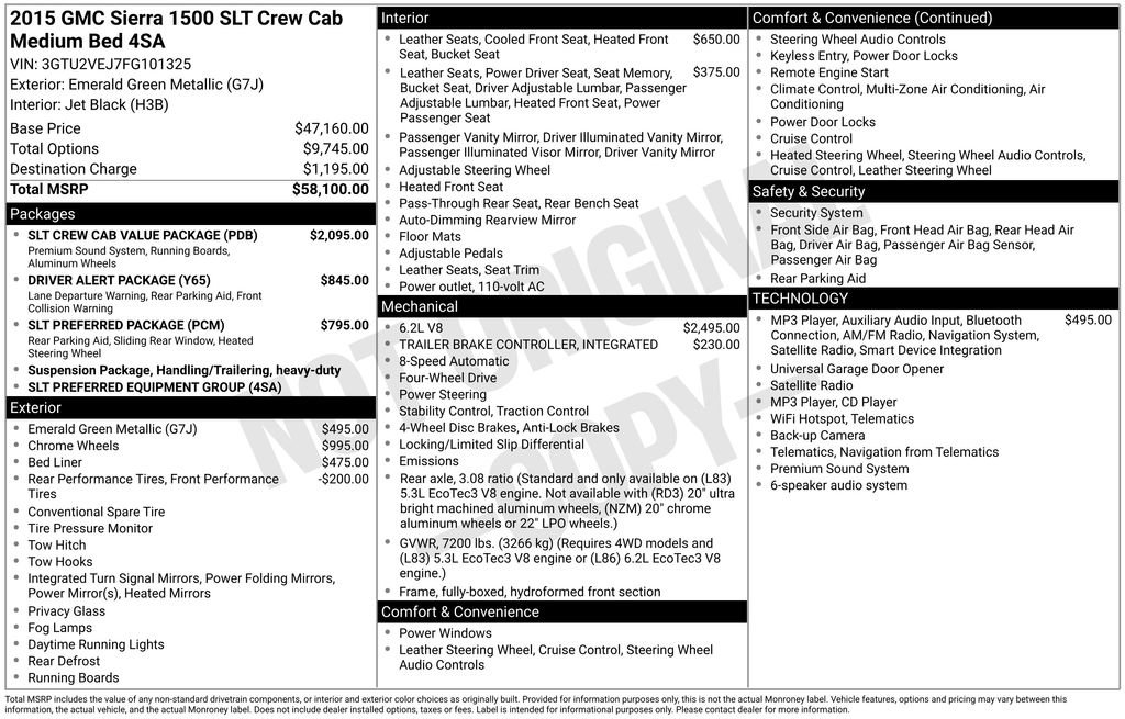 Used 2015 GMC Sierra 1500 SLT w/ SLT Crew Cab Value Package AWD/4WD image 4