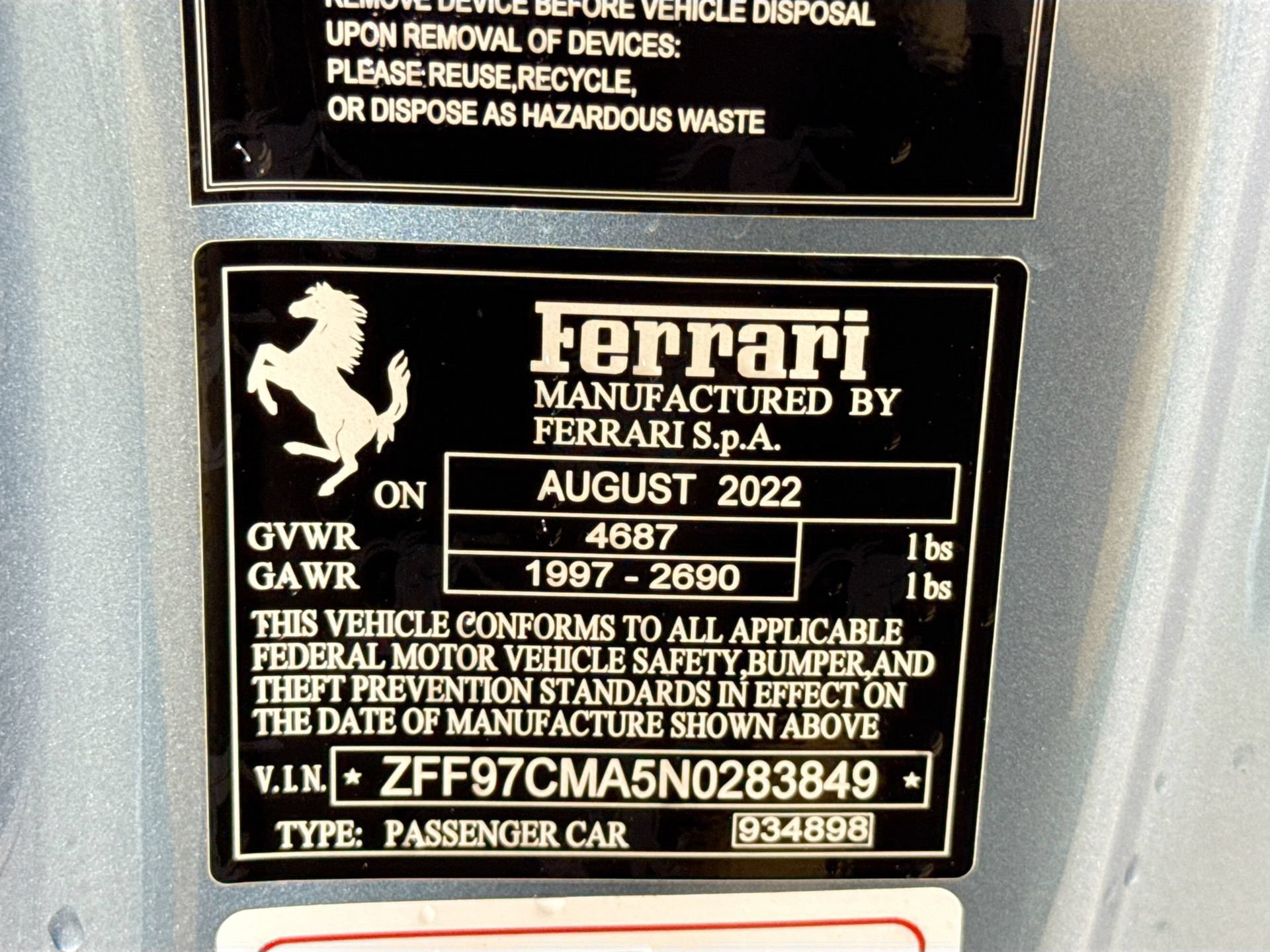Certified 2022 Ferrari 812 GTS RWD image 27