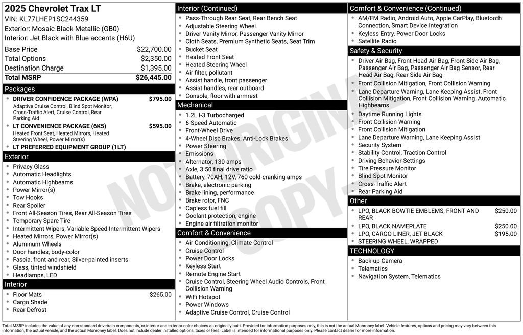 New 2025 Chevrolet Trax LT w/ Driver Confidence Package image 1