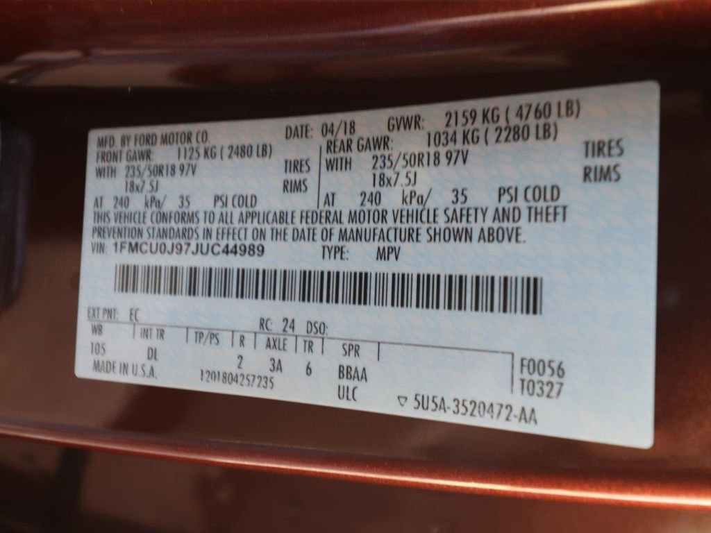 Certified 2018 Ford Escape Titanium w/ Ford Safe & Smart Package image 25