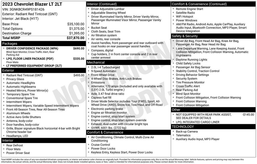Used 2023 Chevrolet Blazer LT w/ Driver Confidence Package FWD image 29