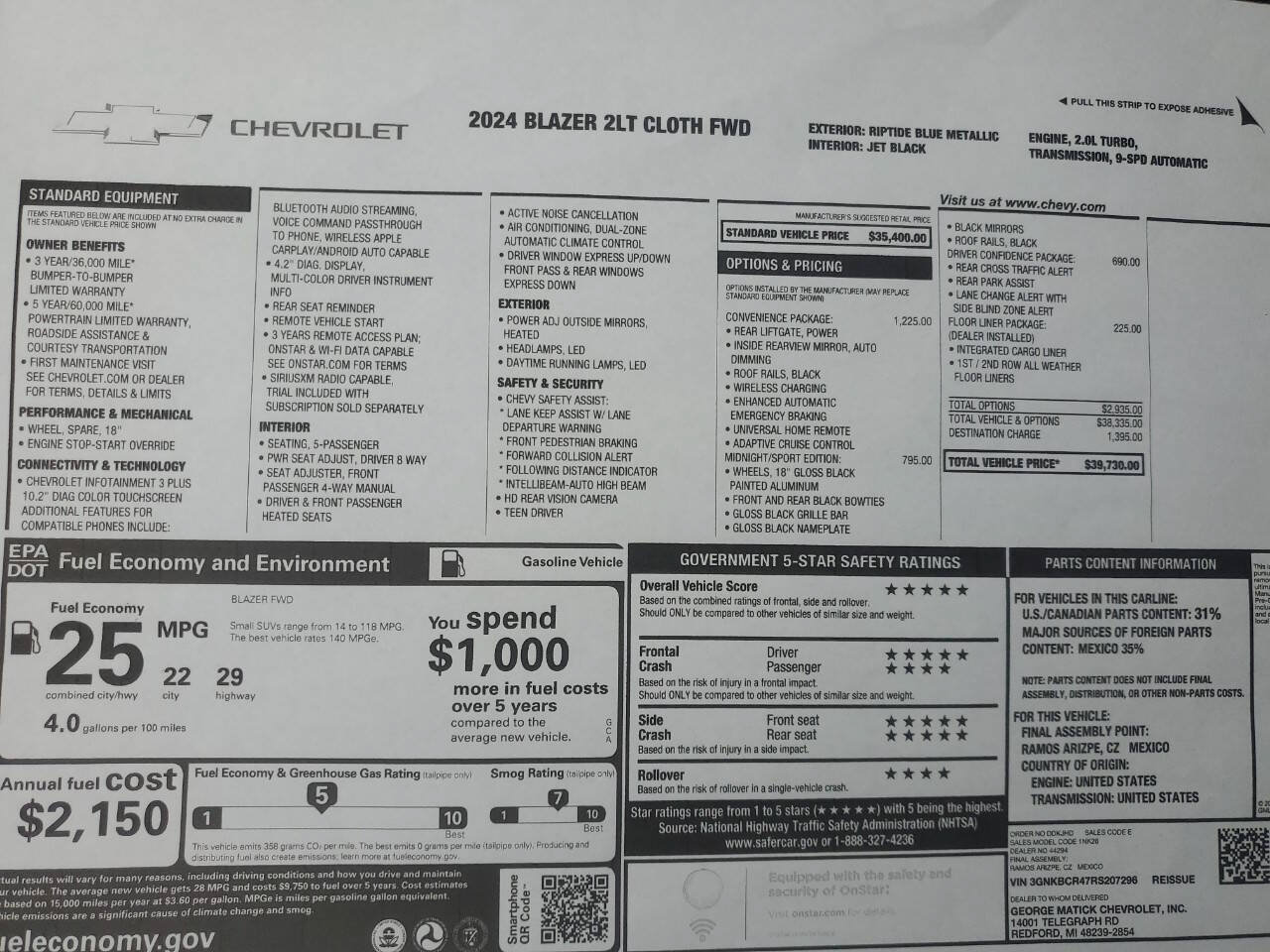 Used 2024 Chevrolet Blazer LT w/ Convenience Package FWD image 11