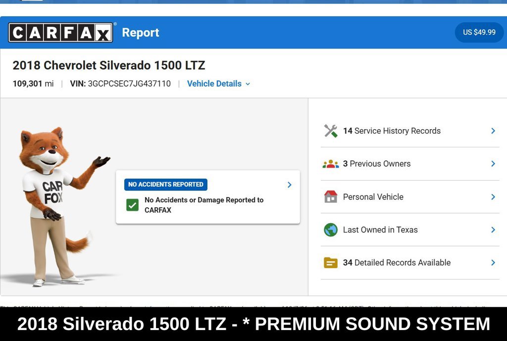 Used 2018 Chevrolet Silverado 1500 LTZ w/ Texas Edition RWD image 9