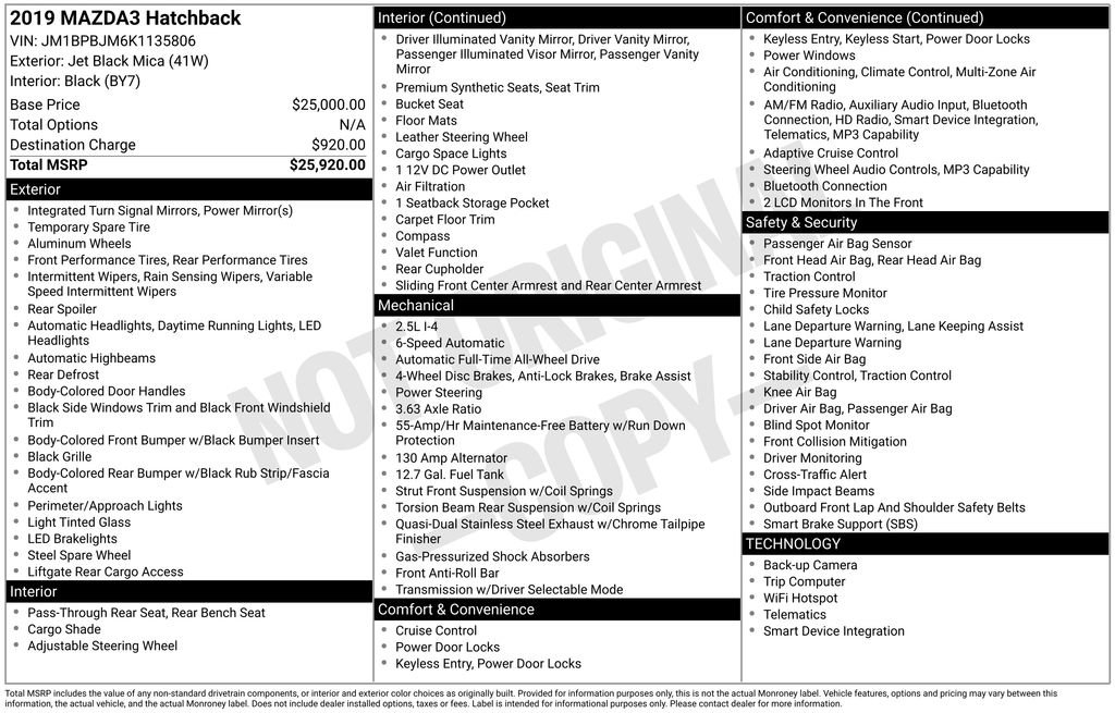 Used 2019 MAZDA MAZDA3 AWD Hatchback image 9