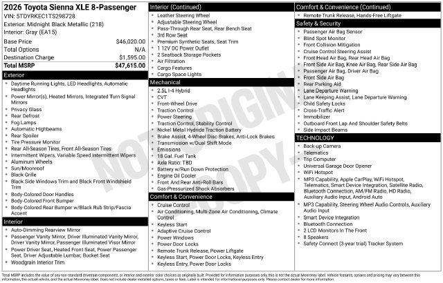 Certified 2026 Toyota Sienna XLE FWD image 36