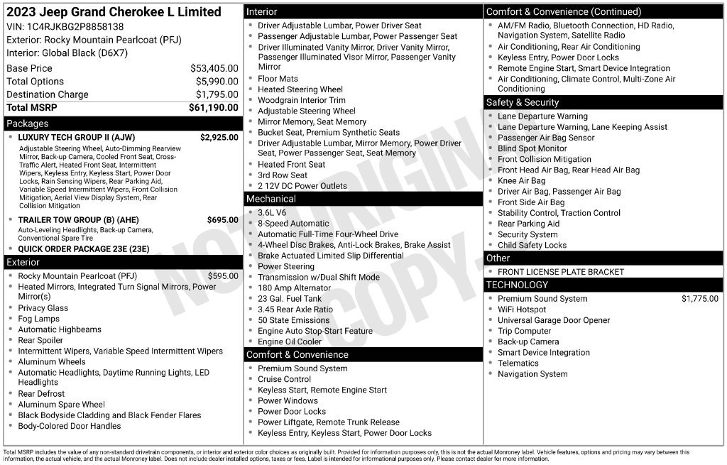 Used 2023 Jeep Grand Cherokee L Limited w/ Luxury Tech Group II AWD/4WD image 4