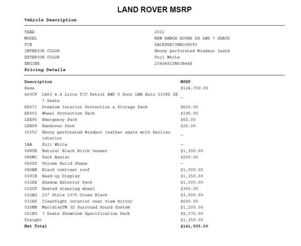 Used 2022 Land Rover Range Rover Long Wheelbase SE