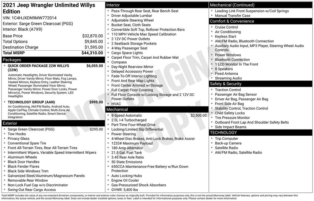 Used 2021 Jeep Wrangler Unlimited Willys image 14