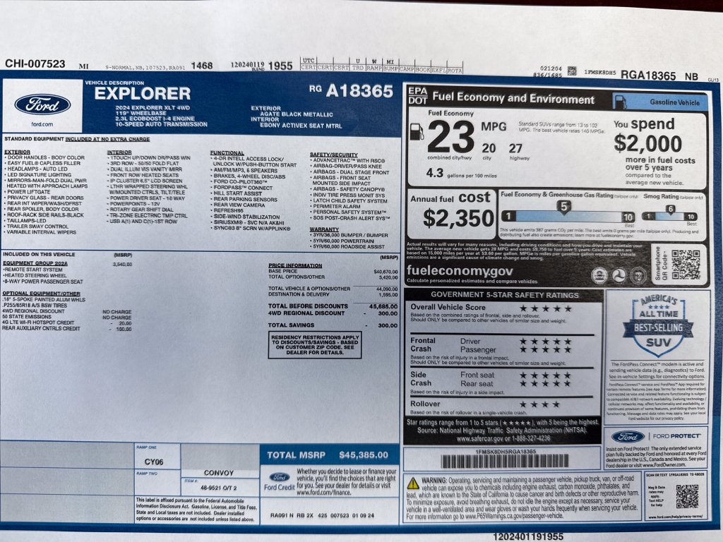 Used 2024 Ford Explorer XLT w/ Equipment Group 202A AWD/4WD image 28