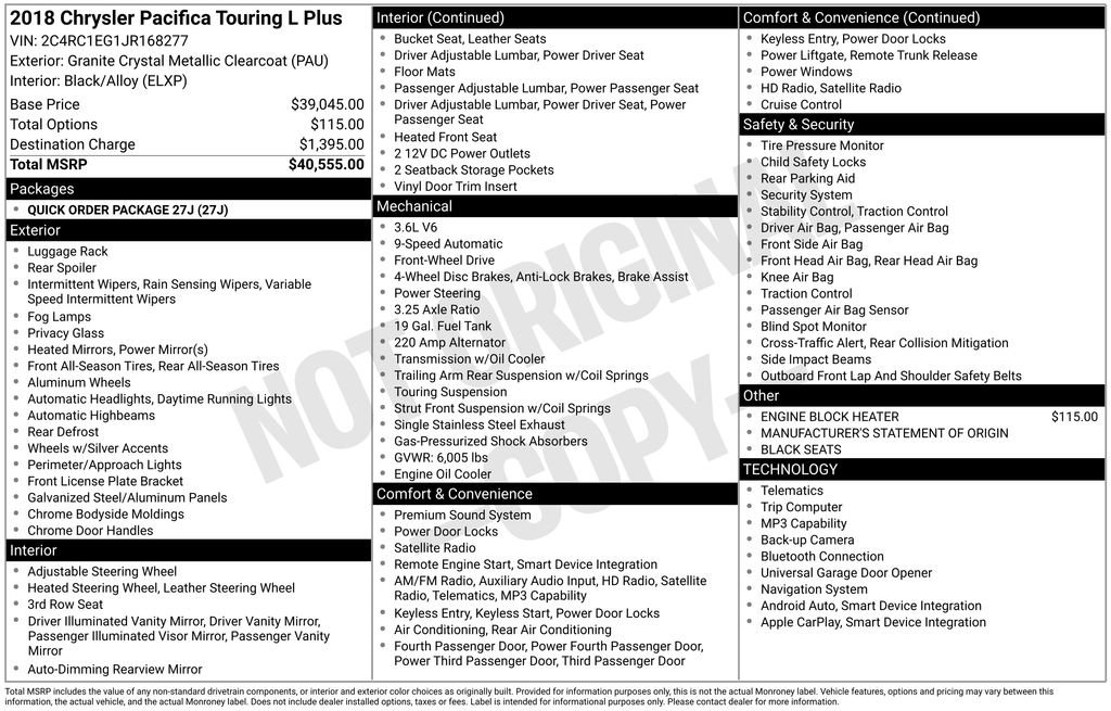 Used 2018 Chrysler Pacifica Touring-L Plus FWD image 40