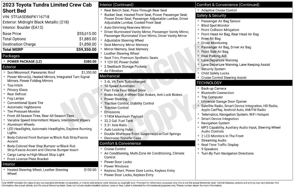Used 2023 Toyota Tundra Limited w/ Power Package AWD/4WD image 39