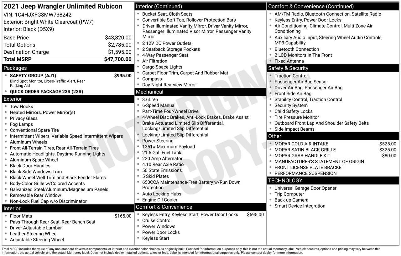 Used 2021 Jeep Wrangler Unlimited Rubicon w/ Safety Group image 52