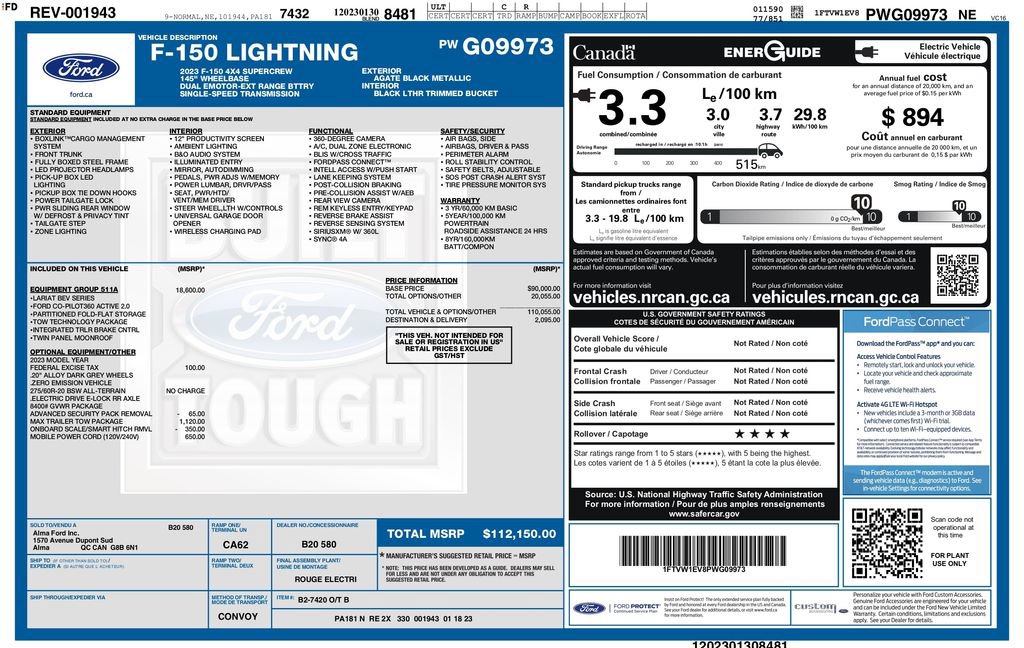 Used 2023 Ford F150 Lightning Lariat w/ Equipment Group 511A High AWD/4WD image 5