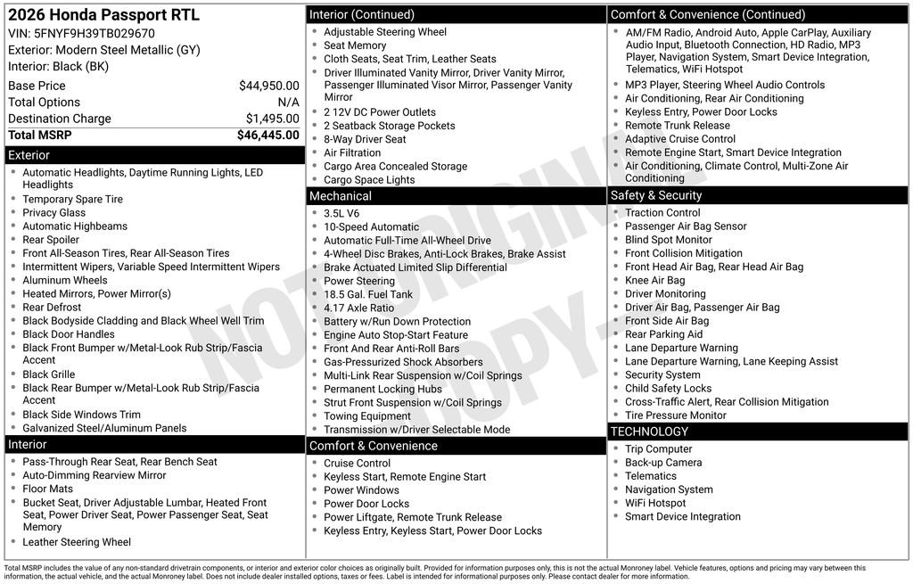 Certified 2026 Honda Passport RTL image 41