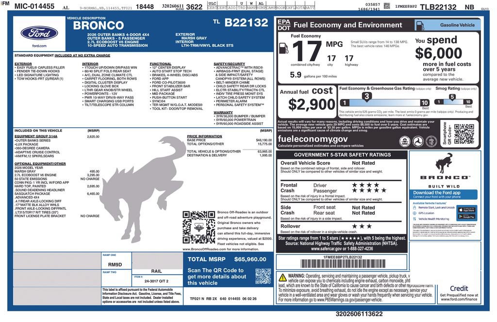 New 2026 Ford Bronco Outer Banks w/ Sasquatch Package AWD/4WD image 4