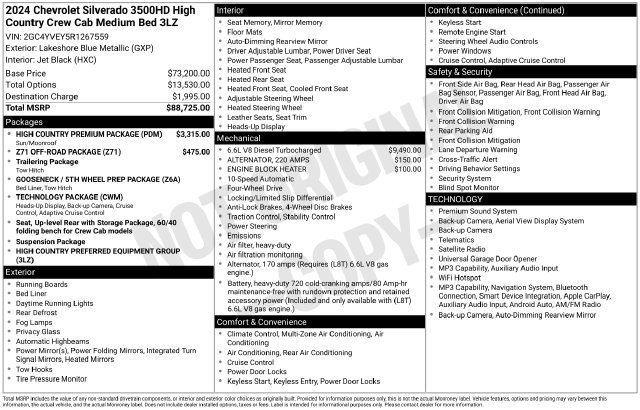Used 2024 Chevrolet Silverado 3500 High Country w/ High Country Premium Package AWD/4WD image 34
