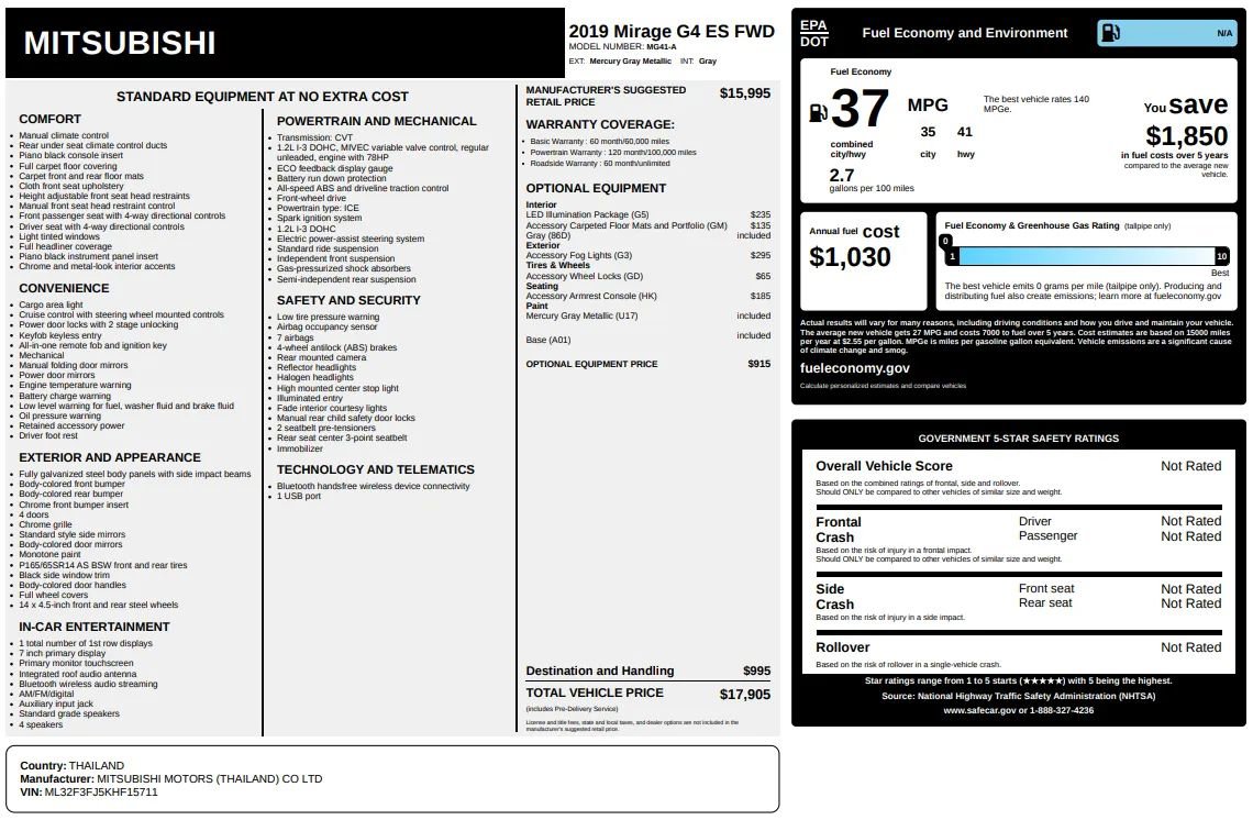 Used 2019 Mitsubishi Mirage G4 ES image 45