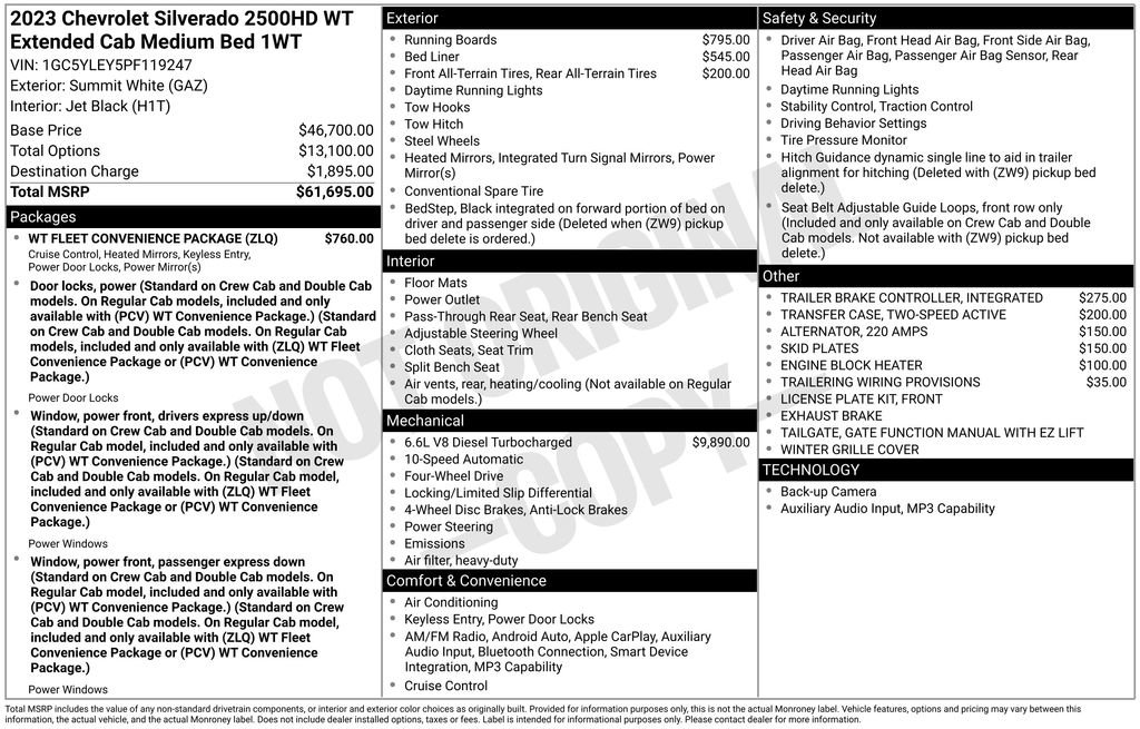 Used 2023 Chevrolet Silverado 2500 W/T w/ WT Fleet Convenience Package image 10