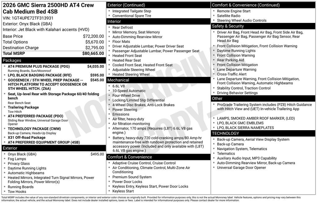 New 2026 GMC Sierra 2500 AT4 w/ AT4 Premium Plus Package AWD/4WD image 1