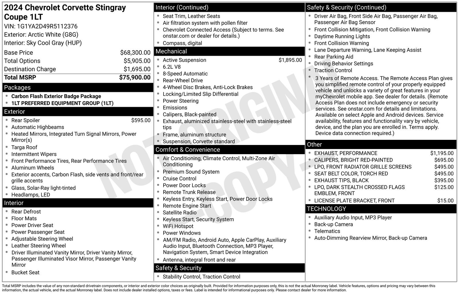 Used 2024 Chevrolet Corvette Stingray Coupe w/ 1LT image 36