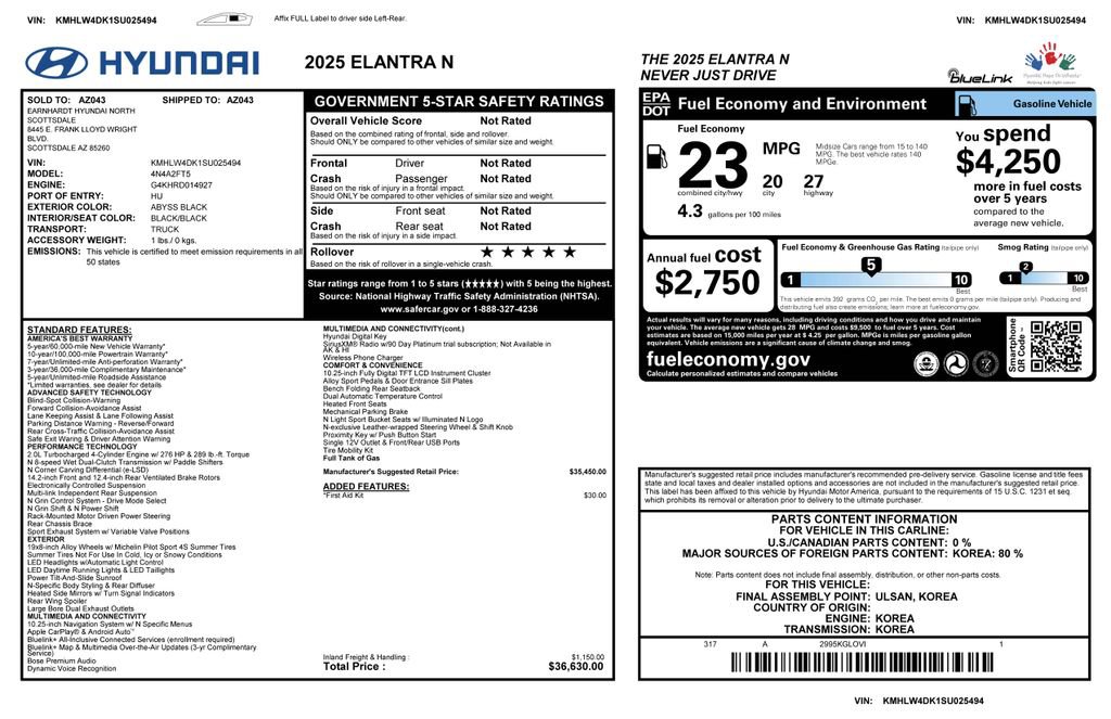 Used 2025 Hyundai Elantra N image 3