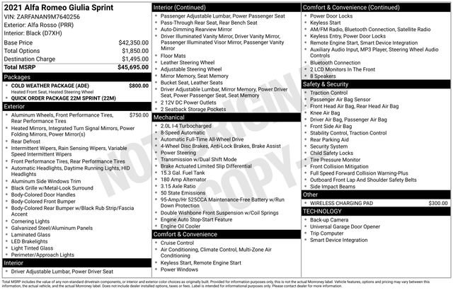 Used 2021 Alfa Romeo Giulia Sprint w/ Cold Weather Package image 37