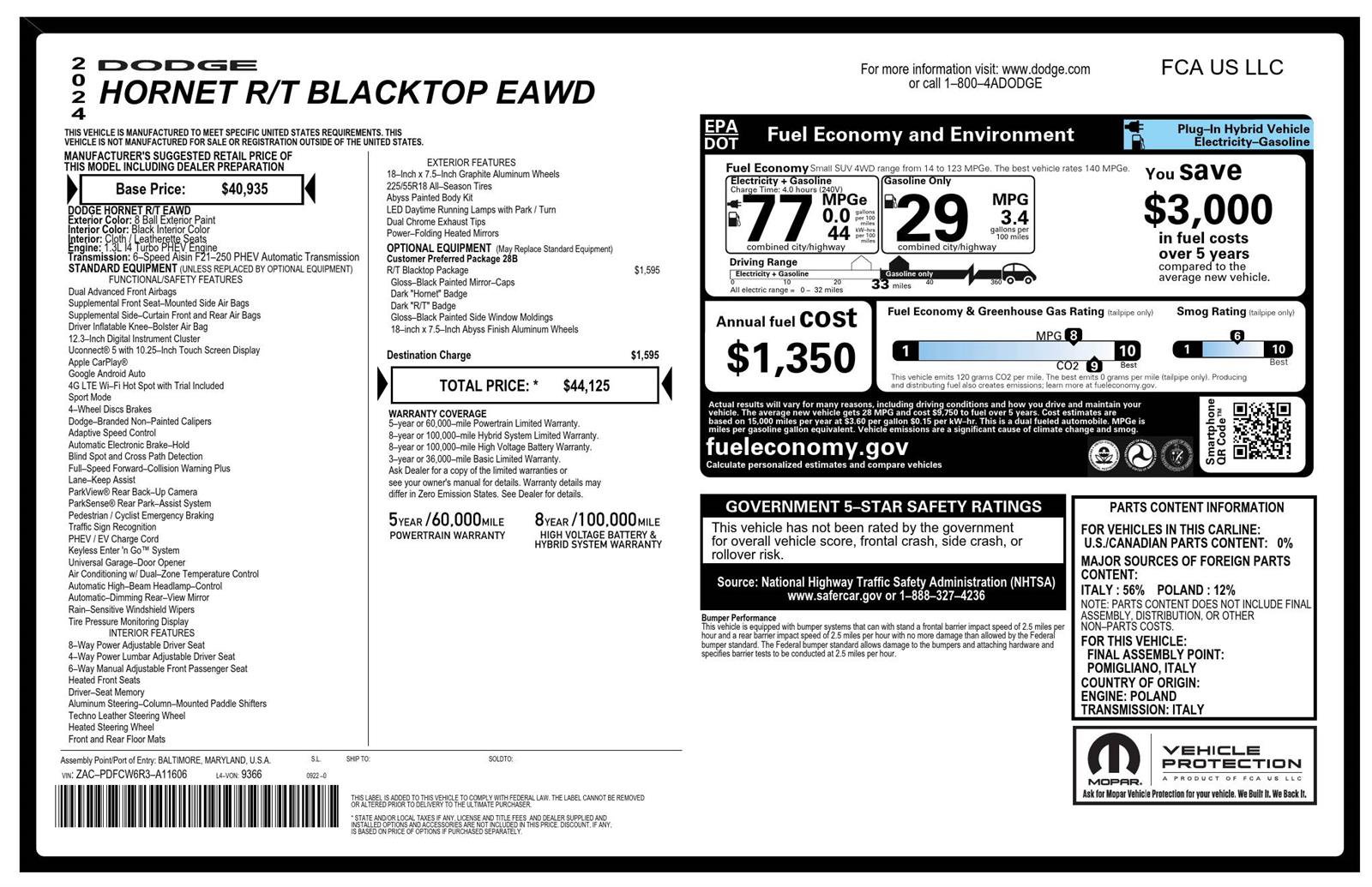 Used 2024 Dodge Hornet R/T w/ R/T Blacktop Package image 22