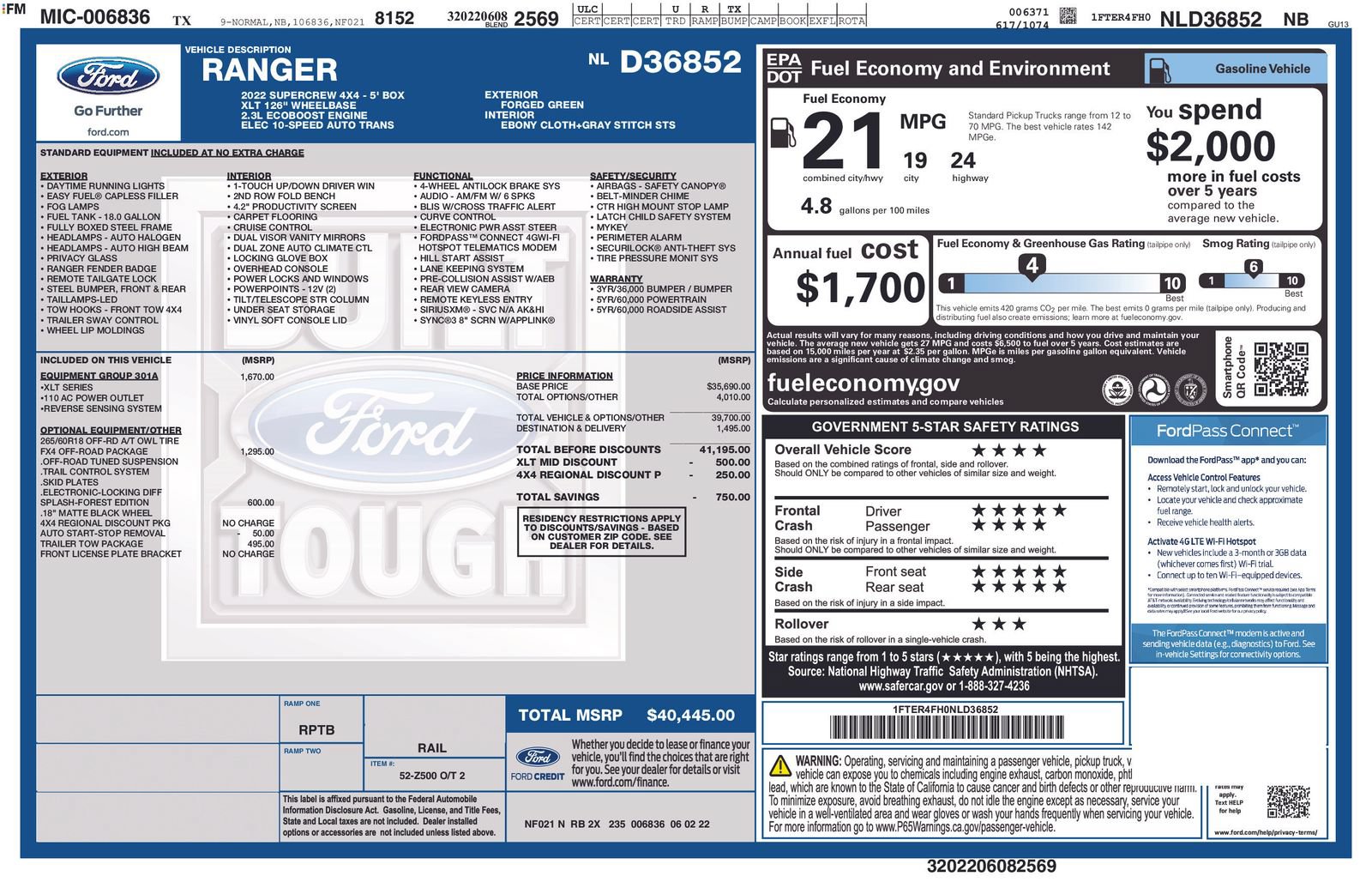 Used 2022 Ford Ranger XLT w/ Equipment Group 301A Mid AWD/4WD image 15