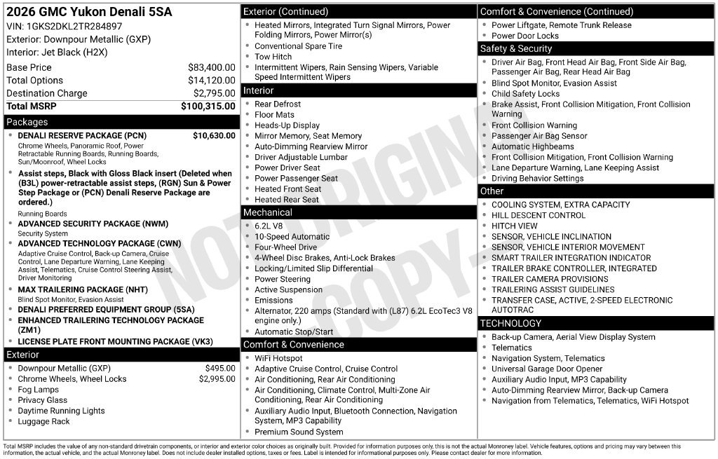 New 2026 GMC Yukon Denali w/ Denali Reserve Package AWD/4WD image 5