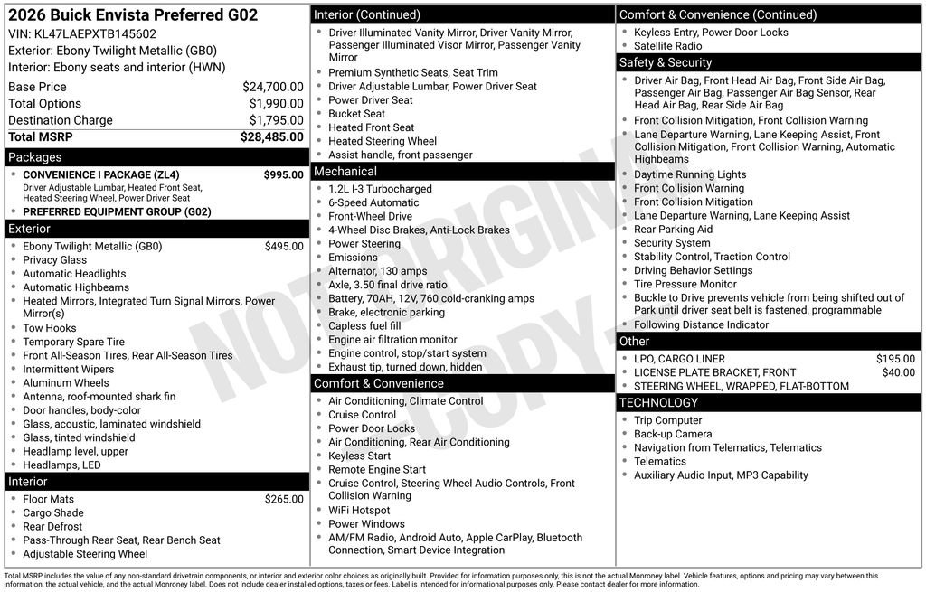 New 2026 Buick Envista Preferred w/ Convenience I Package FWD image 6