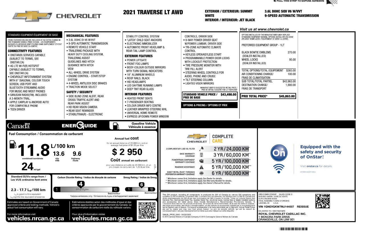 Used 2021 Chevrolet Traverse LT image 9