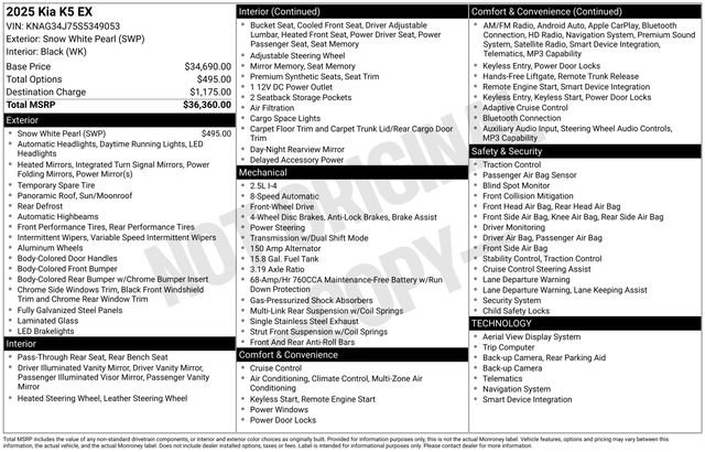 Certified 2025 Kia K5 EX FWD image 36