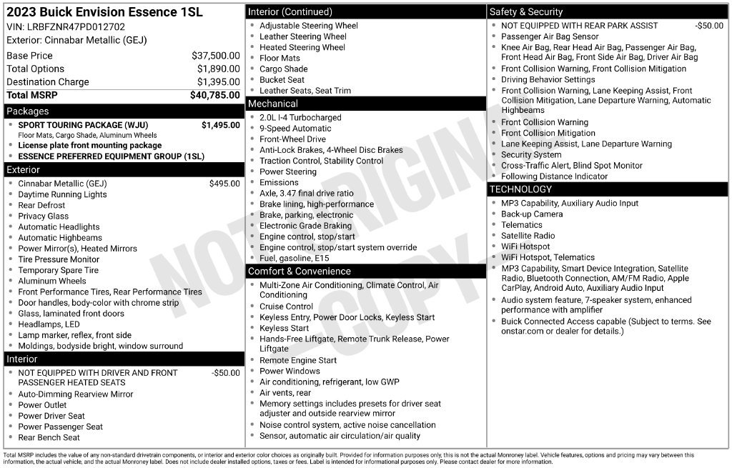 Certified 2023 Buick Envision Essence w/ Sport Touring Package FWD image 40