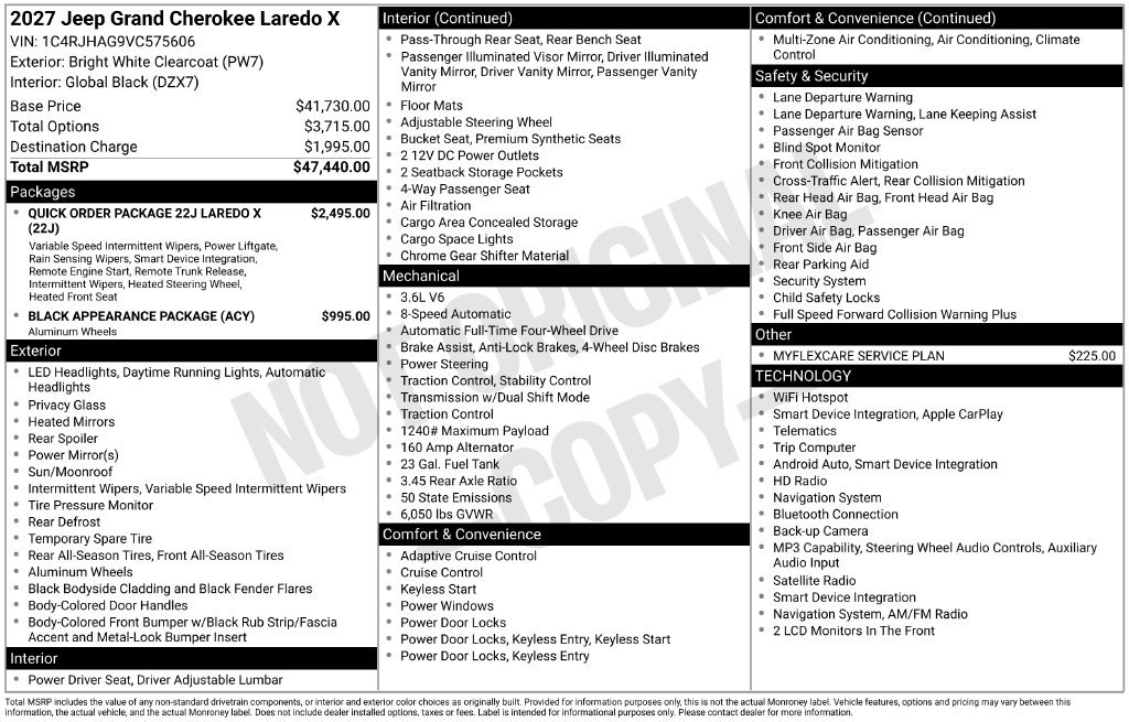 New 2027 Jeep Grand Cherokee Laredo X AWD/4WD image 2