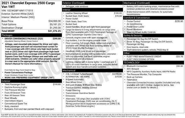 Used 2021 Chevrolet Express 2500 Extended w/ Driver Convenience Package RWD image 39