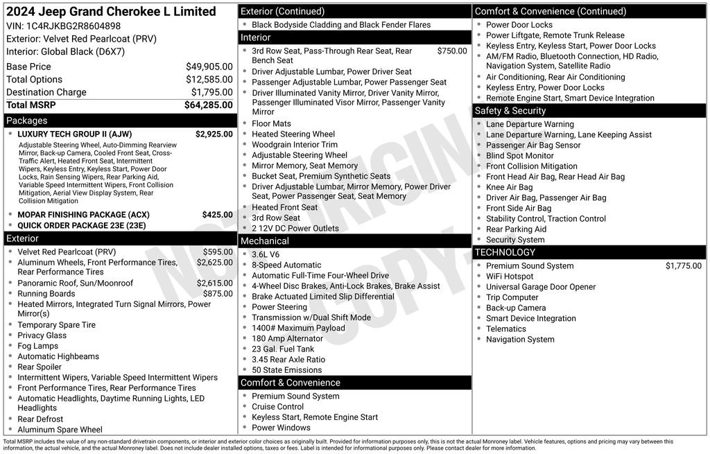 Certified 2024 Jeep Grand Cherokee L Limited w/ Luxury Tech Group II AWD/4WD image 42